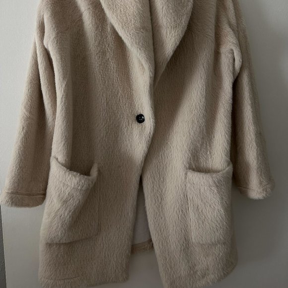 Anthro Velvet Feel Oversized Teddy Coat - Picture 3 of 5